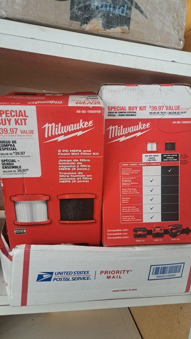 Milwaukee Vacume Filters 2pk New