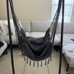 Hammock Chair with Stand,Heavy-Duty and Rustproof Hanging Chair with Stand,Hammock Swing Chair Stand,for Indoor Outdoor Patio Yard Garden Porch (Grey)