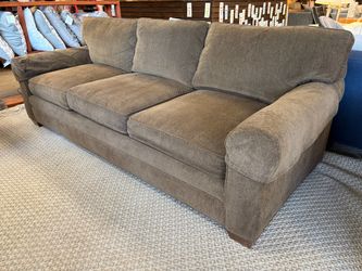 LEE INDUSTRIES Chocolate Chevron Fabric Roll Arm Sofa