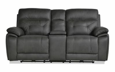 Sedona Charcoal Leather Power Reclining 77'' Console Loveseat with Power Headrest