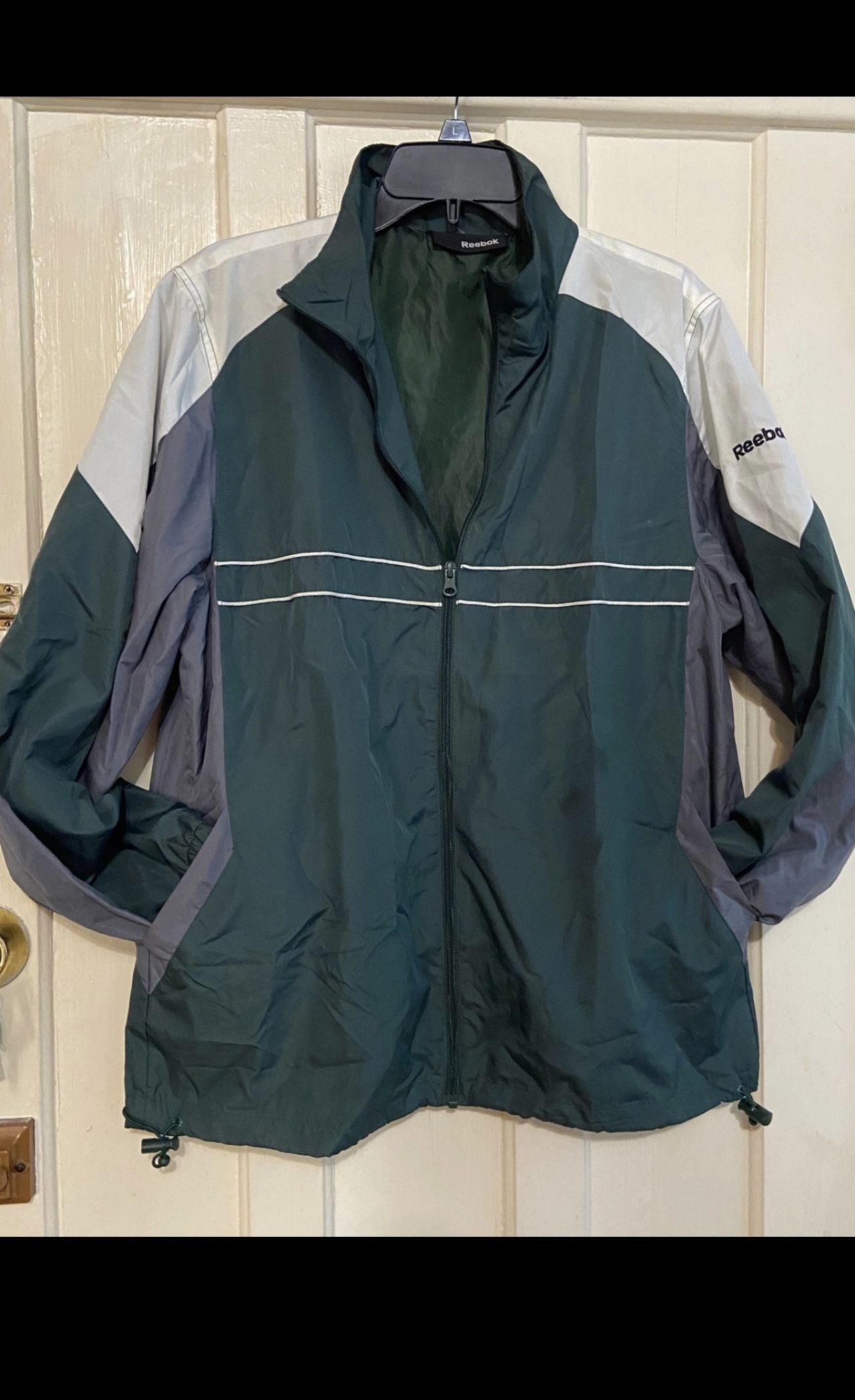 Reebok Mens Sz L Performer Jacket Water Resistant Lightweigt Lined Windbreaker