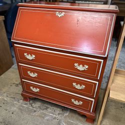 Orange-Red Drop Front Secretary Desk