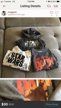 3 Star Wars theme boy 7 sweatshirt