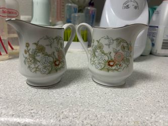 Porcelain Floral Creamer Pitchers Set of 2