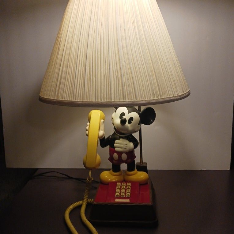 Vintage Mickey Mouse Lamp And Working Landline Phone