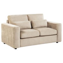 Amador Camel Chenille Upholstered Track Arm Loveseat