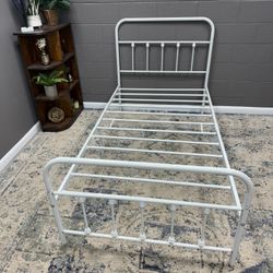 White Twin Size Metal Bed Frame