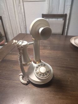 Vintage Western Electric Telephone Candlestick Rotary Phone 1973 Cream Off White