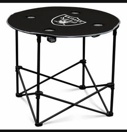 Las Vegas Raiders 27.6” Round Tailgate Table With Shelf Brand New