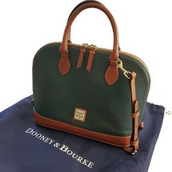 Dooney & Bourke Pebble Grain Zip Zip Satchel Handbag, Hunter Green