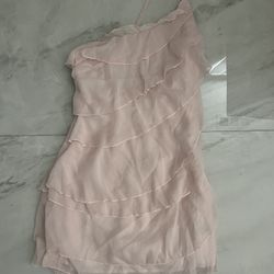 Shein Pink one shoulder ruffle dress