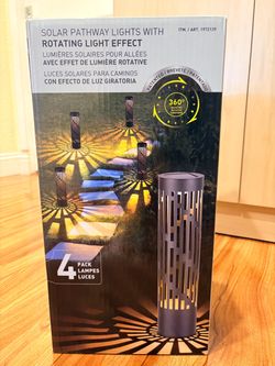 4 pack solar pathway lights with rotating light effect