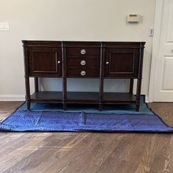 Buffet Table With Four Shelves, And Three Drawers
