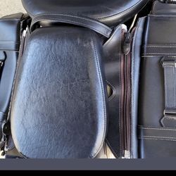 Motorcycle Saddlebags, black leather 