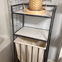 Decorative Shelf With Laundry Basket 