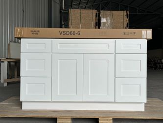 New LXW White Shaker Vanity Base - 60 in | VSD60-6