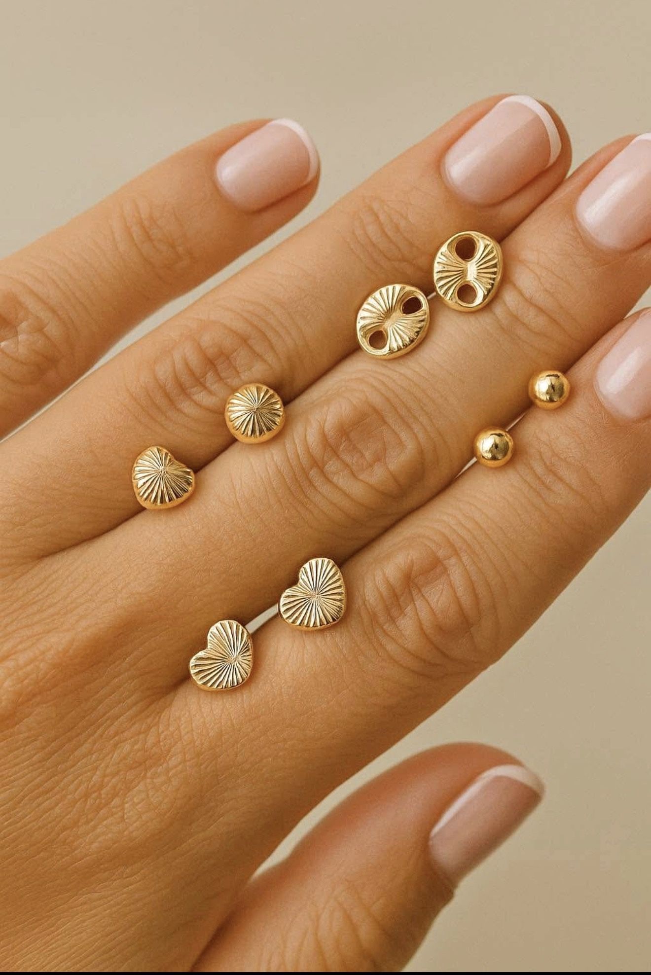 18K Italy Gold Stud Earrings – Elegant Topos (3mm to 8mm) – Premium Quality #Pure18k