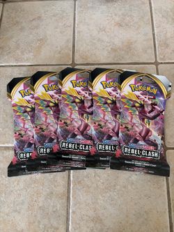 5 unopened packs of Pokémon Sword & Shield  Rebel  Clash set