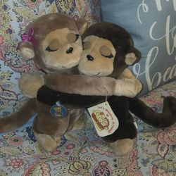 Vintage Dakin "Let's Monkey Around!" Plush Hugging Monkeys From 1987. New With Tags.