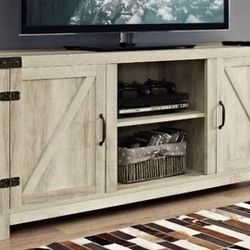NEW modern Farmhouse Barn Door TV Stand for TV up to 65”