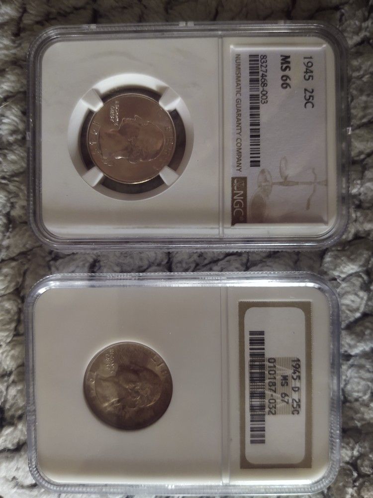 Very High Grade NGC Certified 1945 Washington Quarters