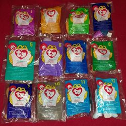 Complete Set of 12 Vintage 1998 McDonalds TY Teenie Beanie Babies in Sealed Bags