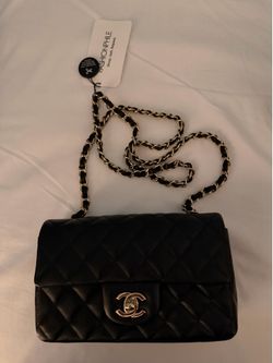 Chanel lambskin quilted mini rectangular flap black