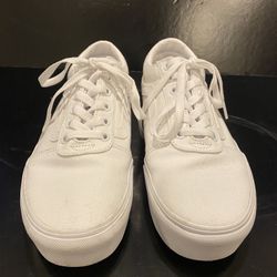 Vans Ward Platform Sneakers White Canvas Women’s Size 8 