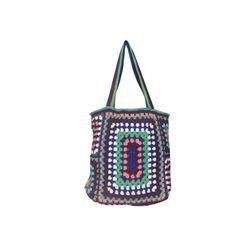 Colorful granny square bag in boho style, hand crocheted from cotton yarn. Versatile festival and everyday accessory