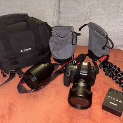 Canon EOS 6D camera, used only 3 times, practically new and in perfect working order with all accessories. The 35mm f/1.4L II USM lens is priced at ap