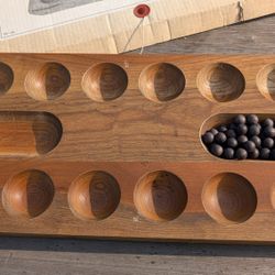 Vintage Wooden Kalaha Game Set with Box and Instructions - Made in Japan

