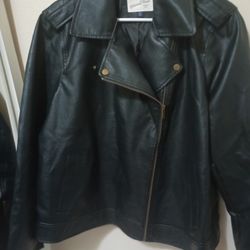 Leather Jacket New XXL/Chamarra De Piel Negra Unisex