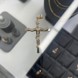 New  CZ 14k Cross Pendant 