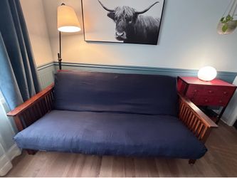 Solid wood full size futon with 2 covers - quality you can feel (bought at Penny Mustard)
