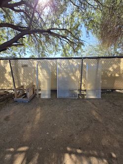 Shower Door.  Sliding Door Glass Panels And Framing