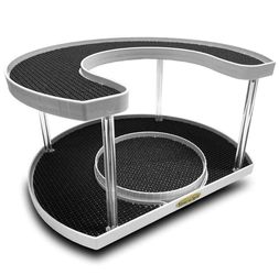 Stow-n-Spin Deluxe 2-Tier White Turntable Lazy Susan Organizer 13.25”