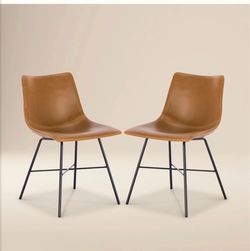 Set of 4 POLY & BARK Paxton Leather Dining Chairs