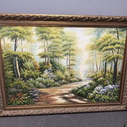 Oversized (5x7)Hand Painted Forest Landscape Oil Panting 