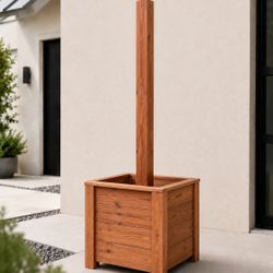 Custom Cedar Planter with Post — Built to Order