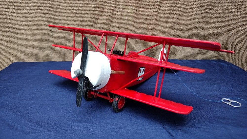 WOODEN HANDMADE WAR PLANE RED DEMON