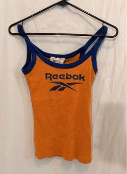 orange and blue ribbed Reebok