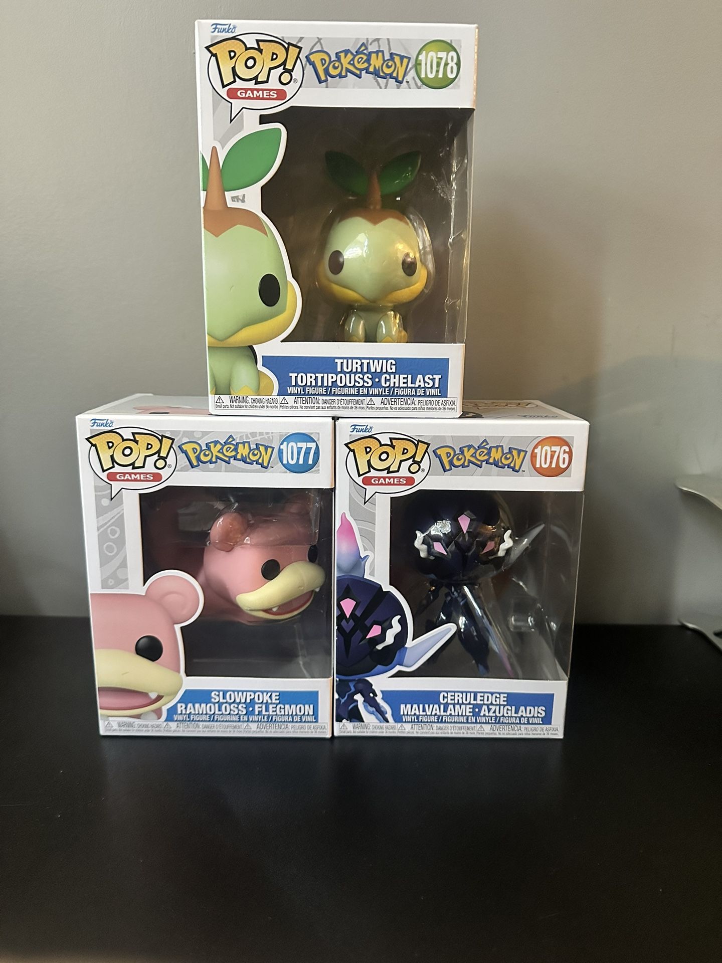 Pokemon Funko Pop Lot ( Slowpoke, Turtwig, Ceruledge )