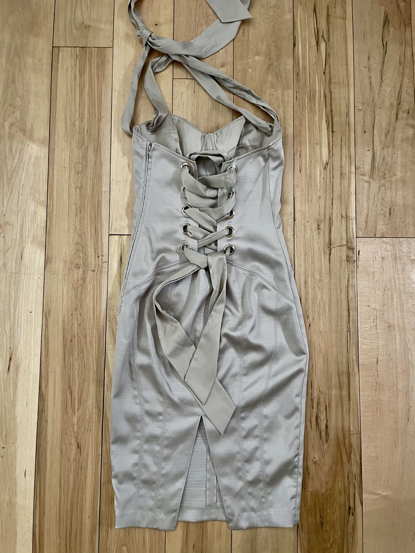 Guess By Marciano Lace Up Corset Dress In Cream Size 2