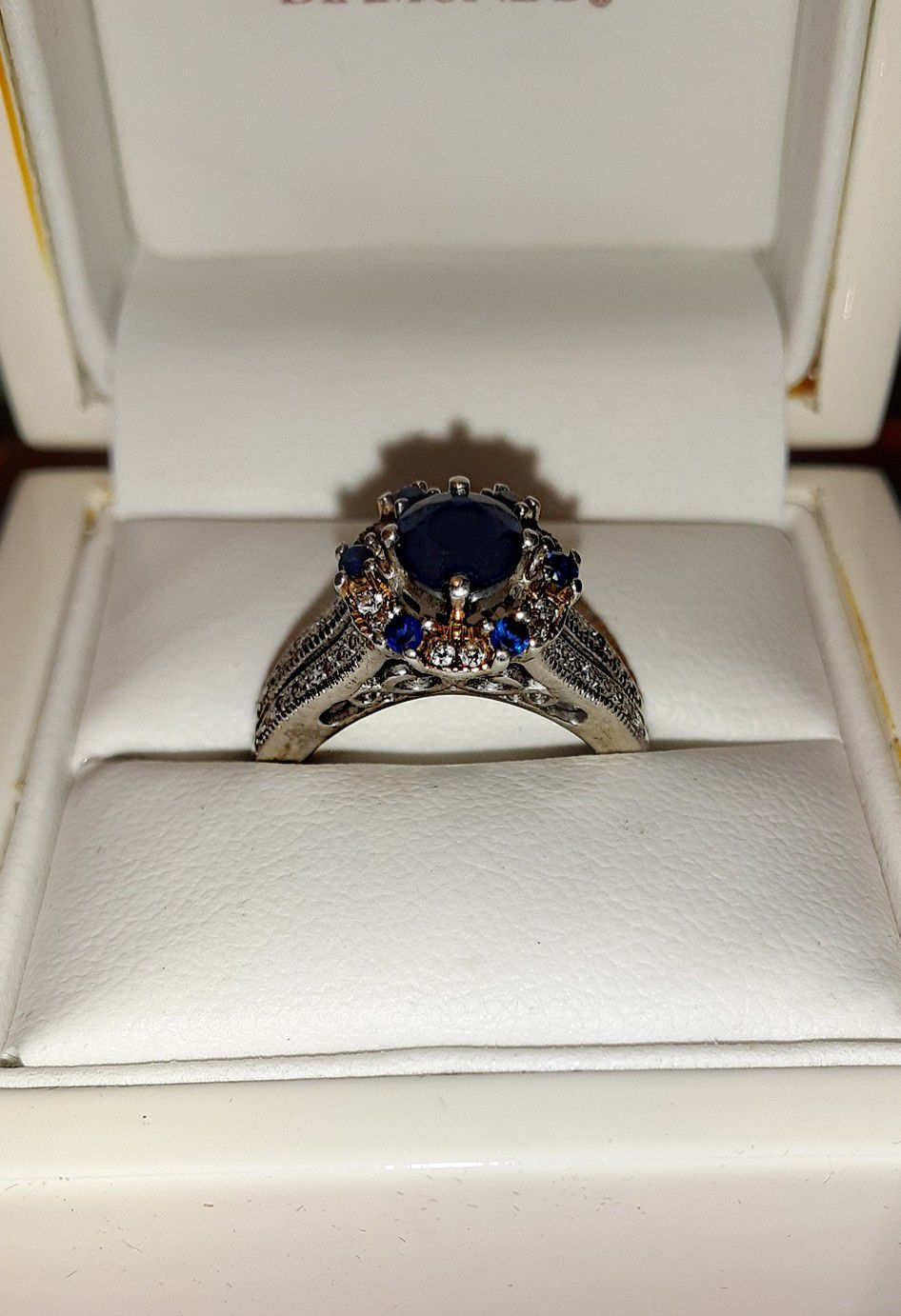 Natural Blue Sapphire and Diamond Ring