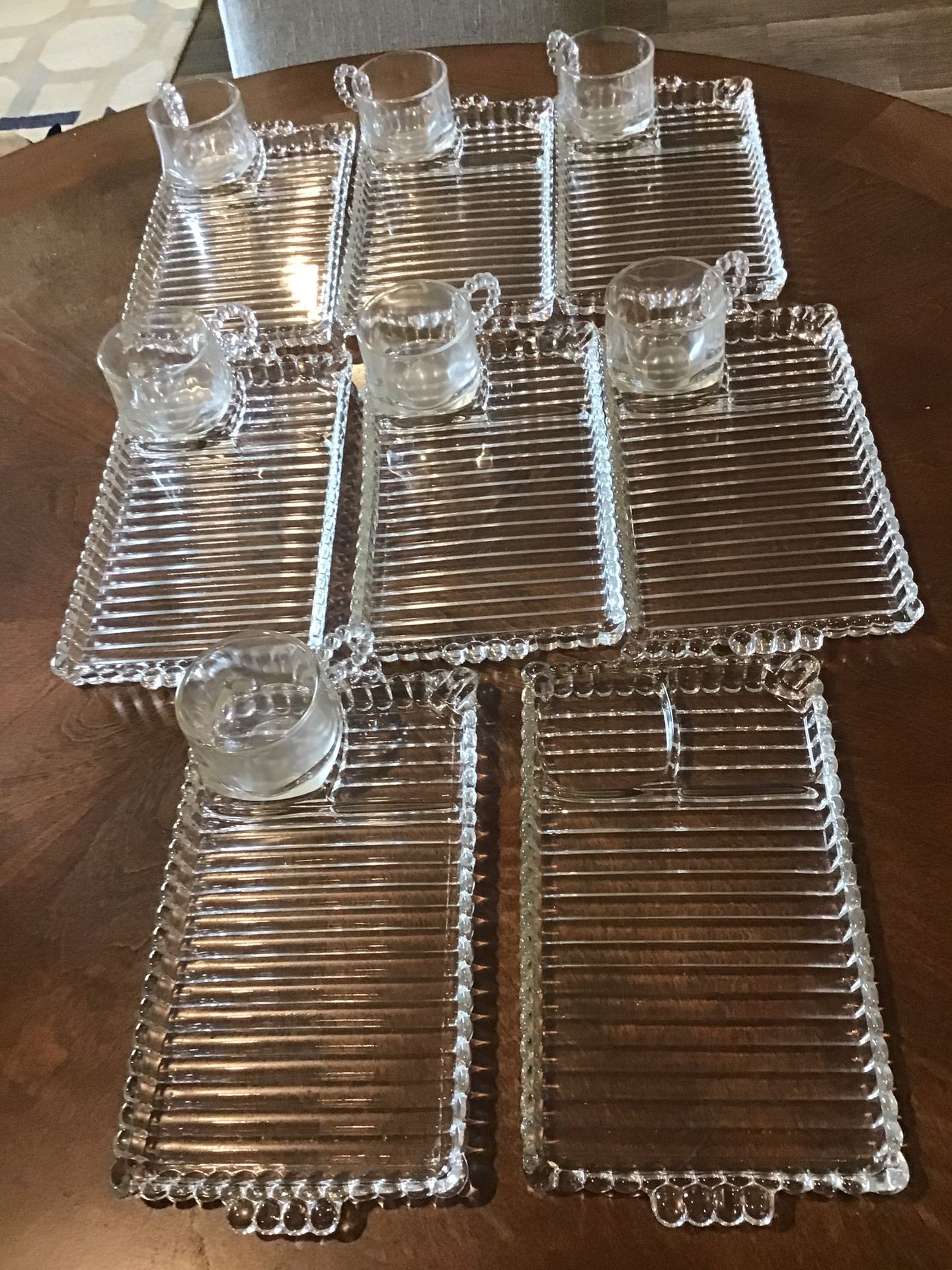Vintage Glass Serving Tray With Cup