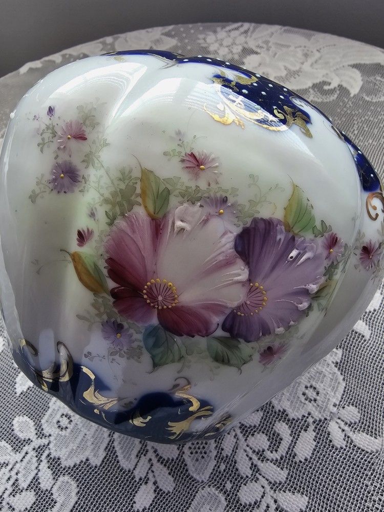 $125.00 - Nippon Biscuit Jar, Late 19th Century Find! Porcelain/Gilded Gold/Missing Top/Cobalt Blue - No Paint Wearing!!