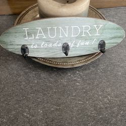 Laundry Room Sign With Hooks