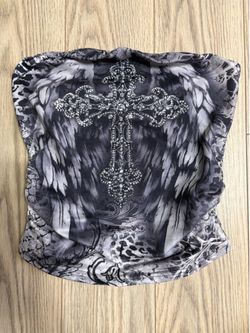 ROMWE Gothic Cross Strapless Tube Top XXS