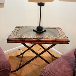 Faux Bamboo Metal Decorative Room Butler Folding Tray End Table 