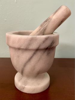 Solid Carrara Marble Mortar and Pestle Set 4”
